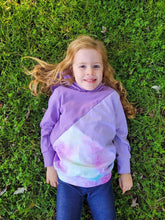 Load image into Gallery viewer, Colourblock Crew/Hoodie - White Dots on Black Linen (cotton french terry)