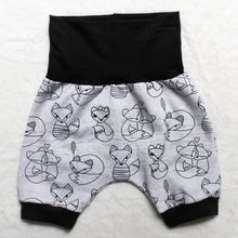 Load image into Gallery viewer, Grow With Me Harem Shorts - Silver Hearts (bamboo french terry)