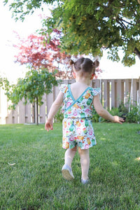 Crossover Romper - Floral Vines (bamboo jersey)