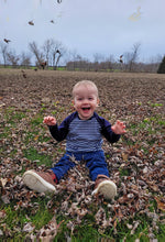 Load image into Gallery viewer, Kids Nico Raglan - Dino Rainbows (bamboo jersey)