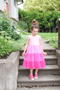 Tiered Dress - Oranges (bamboo french terry)