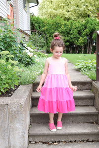 Tiered Dress - Moons (bamboo french terry)