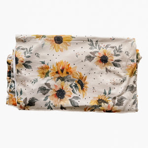 Grow With Me Crew or Cowl Neck - Cream Sunflowers (bamboo jersey)