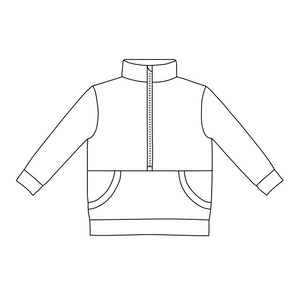 Kids Half Zip Sweater - Silver Hearts (bamboo french terry)