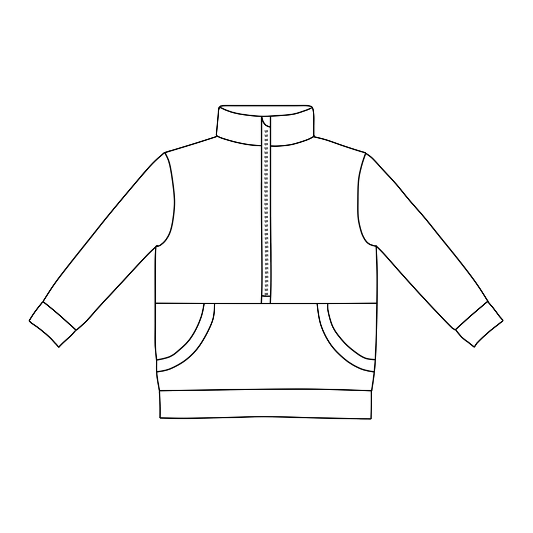 Kids Half Zip Sweater - Silver Hearts (bamboo french terry)