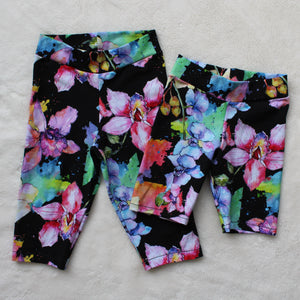 Kids Bike Shorts - Painted Waves (bamboo french terry)