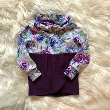 Load image into Gallery viewer, Kids Tulip Sweater - Mini Purple Hearts (bamboo french terry)