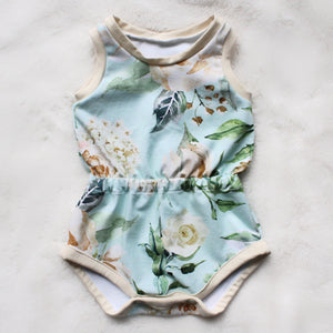 Elaina Romper - Pink Sunflowers (bamboo french terry)