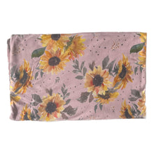 Load image into Gallery viewer, Cozy Footies - Pink Sunflowers (bamboo french terry)