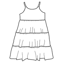Load image into Gallery viewer, Tiered Dress - Feathers (cotton jersey)