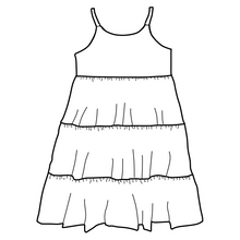Load image into Gallery viewer, Tiered Dress - Oranges (bamboo french terry)