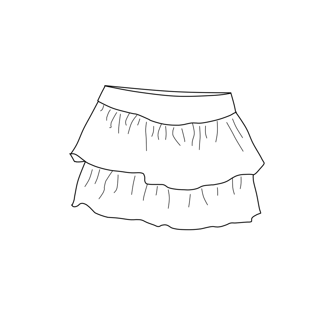 Tiered Skirt - Cream Sunflowers (bamboo jersey)