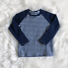 Load image into Gallery viewer, Kids Nico Raglan - Royal Blocked Retro (bamboo jersey)