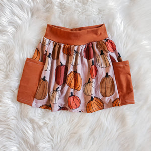 Pocket Skirt - Caramel Sunflowers (cotton jersey)