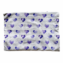 Load image into Gallery viewer, Grow With Me Harem Shorts - Mini Purple Hearts (bamboo french terry)