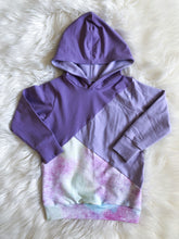 Load image into Gallery viewer, Colourblock Crew/Hoodie - Purple Hearts (bamboo jersey)