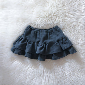 Tiered Skirt - Mini Purple Hearts (bamboo french terry)