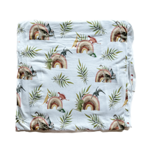 Load image into Gallery viewer, Pocket Skirt - Dino Rainbows (bamboo jersey)