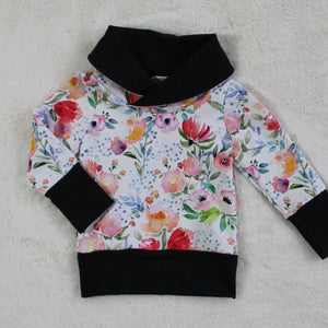 Grow With Me Crew or Cowl Neck - Pink Sunflowers (bamboo french terry)