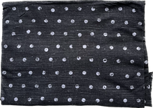 Load image into Gallery viewer, Harem Romper - White Dots on Black Linen (cotton french terry)