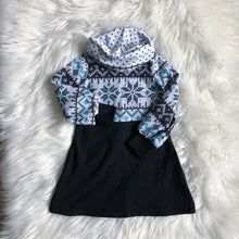 Load image into Gallery viewer, Kids Benicia Top/Dress - White Dots on Black Linen (cotton french terry)